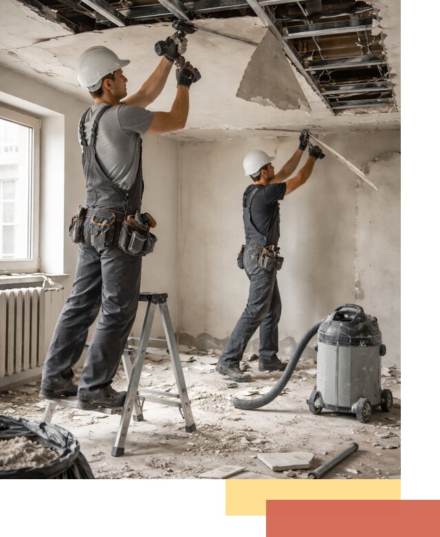 Демонтаж гипсокартонного потолка в Луге быстро и аккуратно