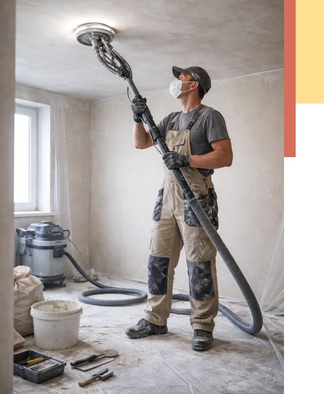 Шлифовка потолка в Луге от 3609 руб. — услуги шлифования потолка | ОТДЕЛОЧНИК-Лга