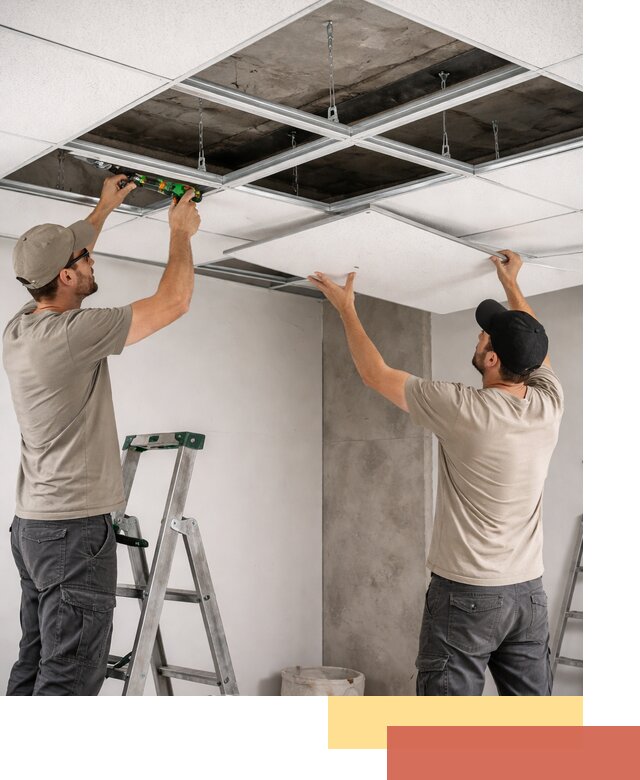 Монтаж потолка Армстронг под ключ в Луге