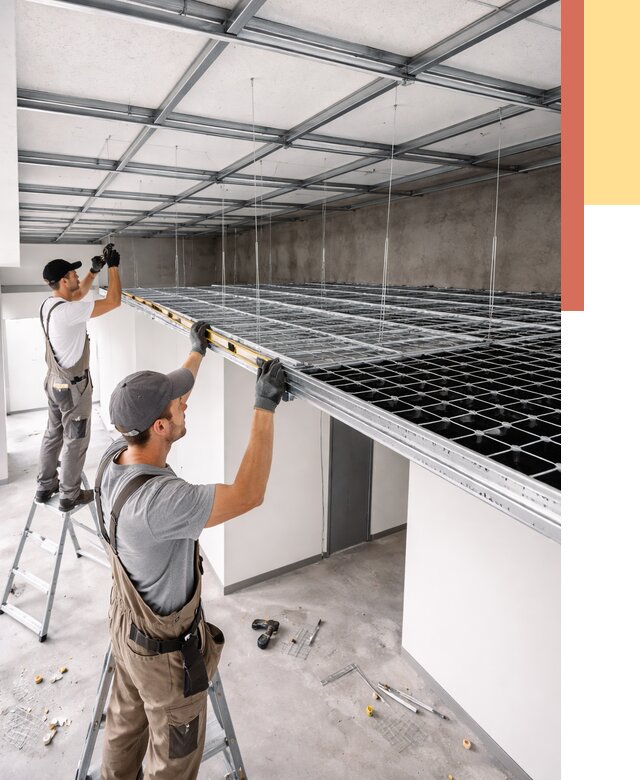 Монтаж потолка грильято в Луге от 464 руб./м² — быстрая сборка под ключ | ОТДЕЛОЧНИК-Лга