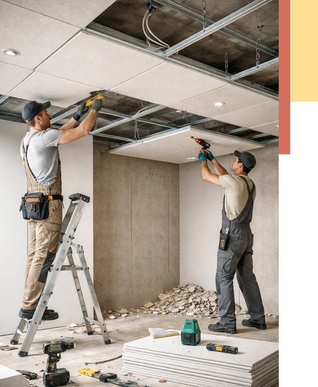 Монтаж акустического потолка в Луге от 6702 руб/м2 — быстро и недорого | ОТДЕЛОЧНИК-Лга