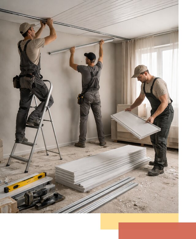 Монтаж потолка из ПВХ панелей в Луге оперативно и качественно