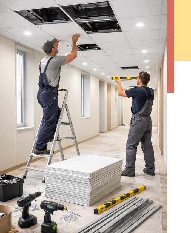 Ремонт потолка Армстронг в Луге от 4640 руб. — быстро и недорого | ОТДЕЛОЧНИК-Лга