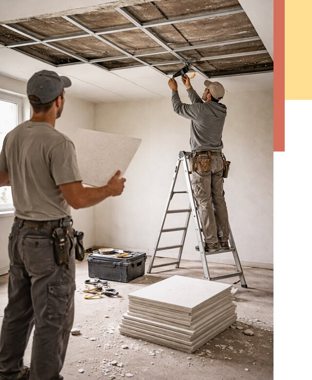 Замена плит подвесного потолка в Луге от 1804 руб. быстро и недорого | ОТДЕЛОЧНИК-Лга