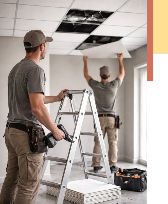 Обслуживание подвесного потолка в Луге от 3609 руб. — быстро и недорого | ОТДЕЛОЧНИК-Лга