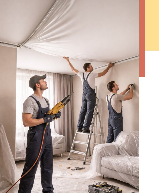 Установка натяжного потолка в Луге от 4640 руб. | Быстро и недорого — ОТДЕЛОЧНИК-Лга