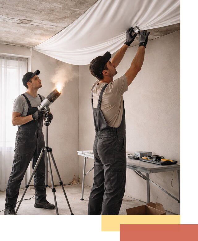 Установка натяжного потолка под ключ в Луге