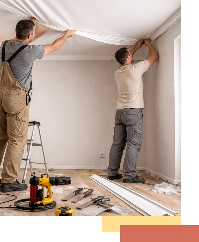 Монтаж ПВХ натяжного потолка в Луге качественно и быстро