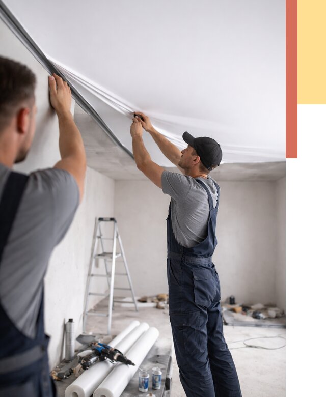 Монтаж матового натяжного потолка в Луге от 4640 руб./м² — быстро и недорого | ОТДЕЛОЧНИК-Лга