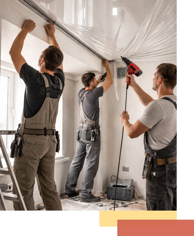 Монтаж глянцевого натяжного потолка в Луге быстро и качественно