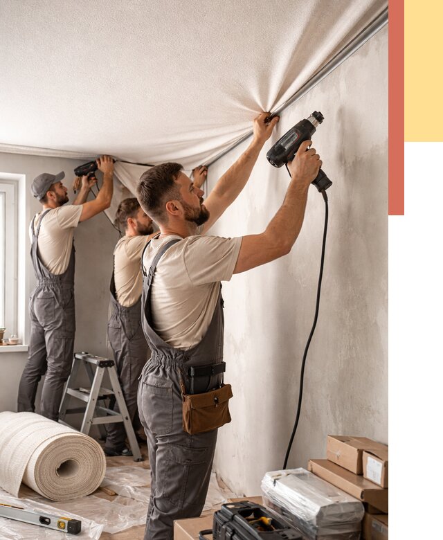 Монтаж фактурного натяжного потолка в Луге от 773 руб. — ОТДЕЛОЧНИК-Лга