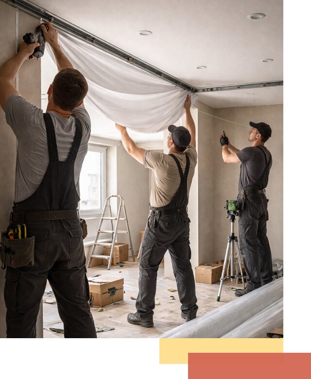 Монтаж парящего натяжного потолка под ключ в Луге