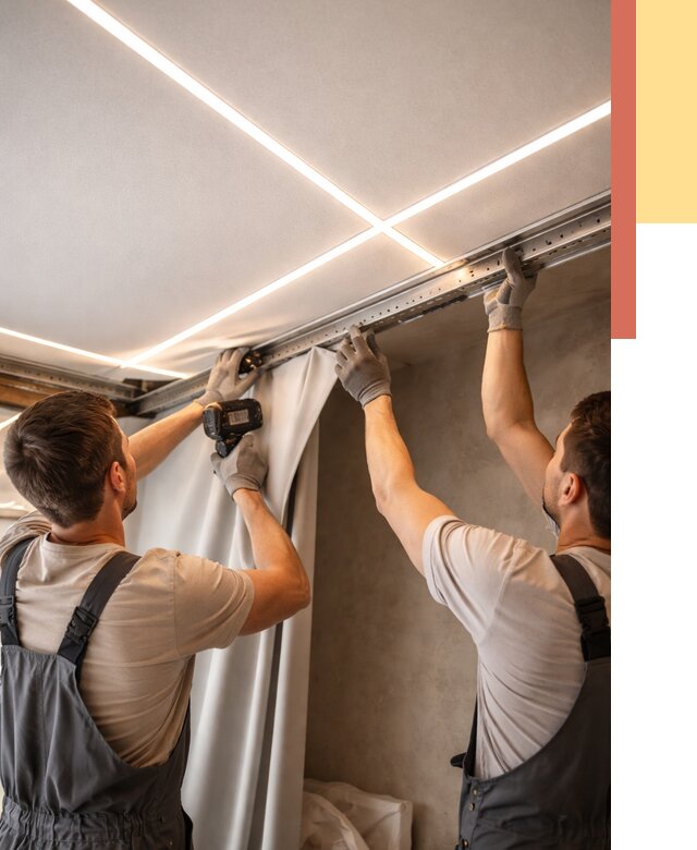 Монтаж натяжного потолка со световыми линиями в Луге от 1237 руб. | ОТДЕЛОЧНИК-Лга