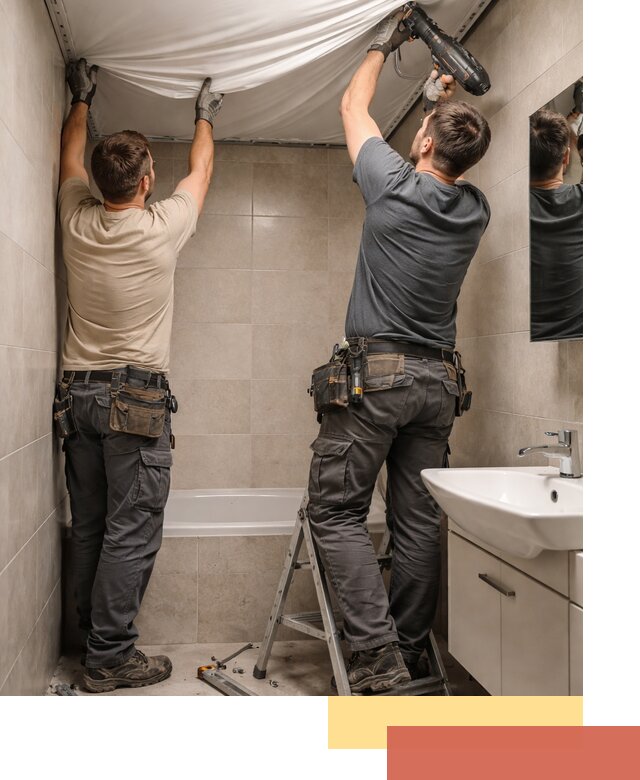 Монтаж натяжного потолка в ванной в Луге быстро и качественно