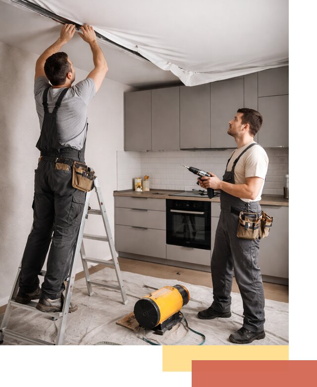 Монтаж натяжного потолка на кухне в Луге