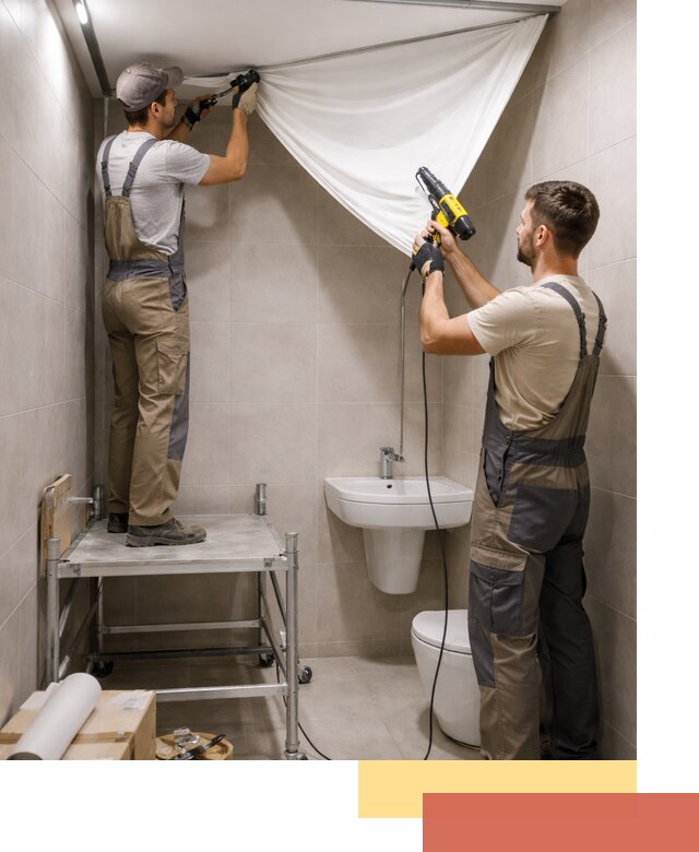 Монтаж натяжного потолка в санузле в Луге