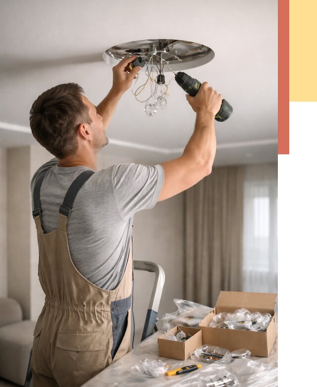 Установка люстры в натяжной потолок в Луге от 1237 руб. | Быстро и недорого — ОТДЕЛОЧНИК-Лга