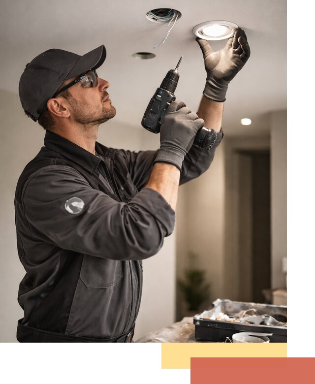 Установка точечных светильников в натяжной потолок в Луге