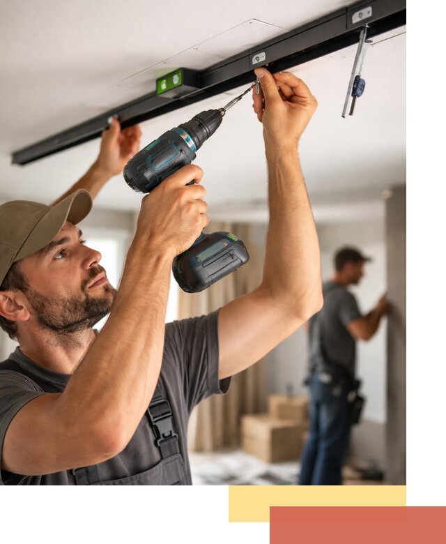 Установка трековых светильников в натяжной потолок в Луге