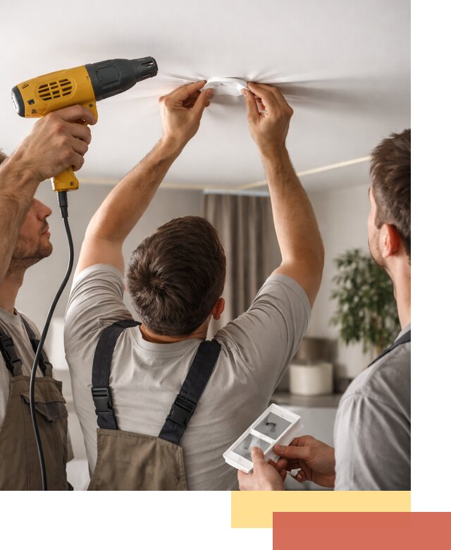 Ремонт прокола полотна натяжного потолка в Луге