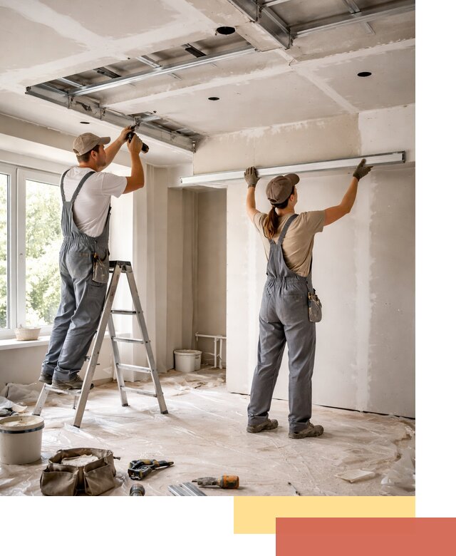 Монтаж многоуровневого потолка из гипсокартона в Луге