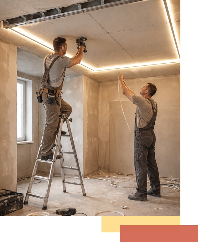 Потолок из гипсокартона с подсветкой в Луге