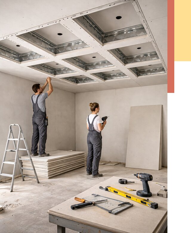 Кессонный потолок из гипсокартона в Луге от 1907 руб. — монтаж и под ключ | ОТДЕЛОЧНИК-Лга