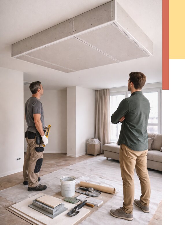 Короб на потолке из гипсокартона в Луге от 2268 руб. — монтаж и услуги под ключ | ОТДЕЛОЧНИК-Лга