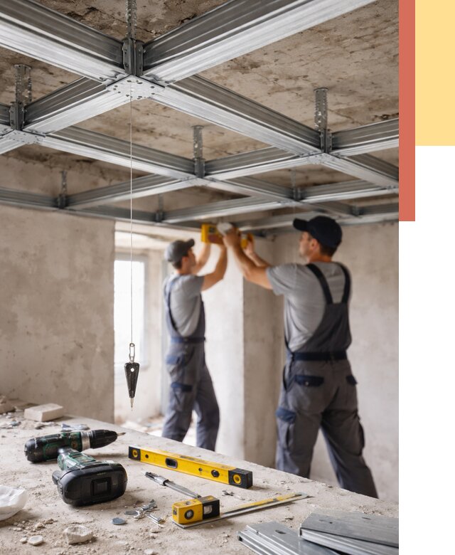 Монтаж каркаса потолка из профиля в Луге от 4640 руб. — услуги ОТДЕЛОЧНИК-Лга