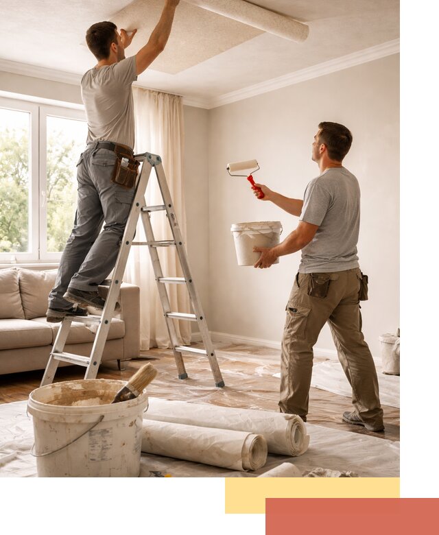 Поклейка обоев на потолок в Луге — качественно и быстро