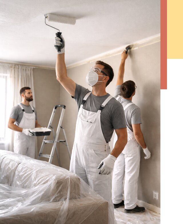 Покраска потолка водоэмельсионной краской в Луге от 2268 руб/м² — услуги под ключ | ОТДЕЛОЧНИК-Лга