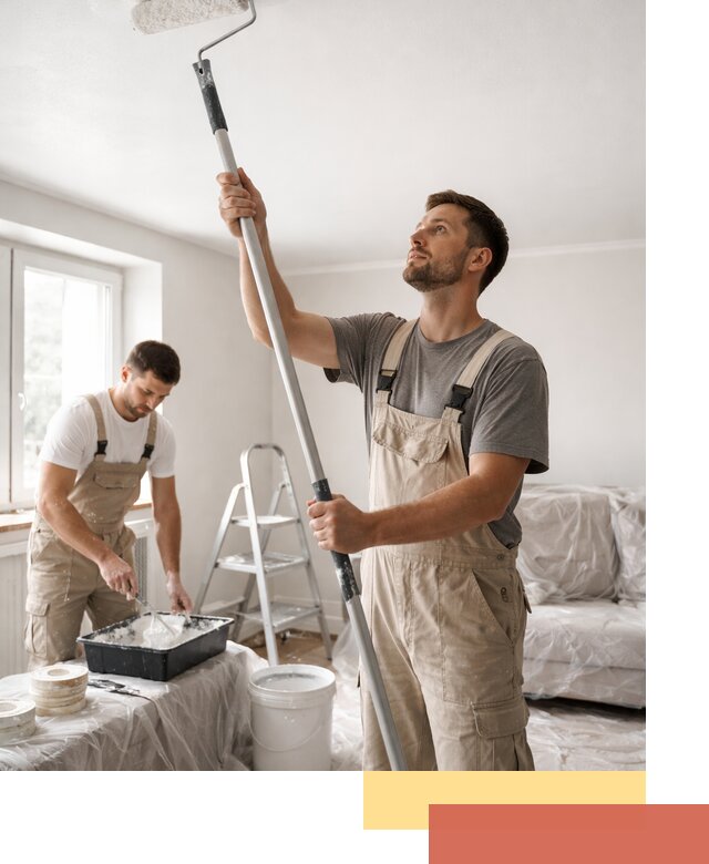 Покраска потолка водоэмульсионной краской в Луге