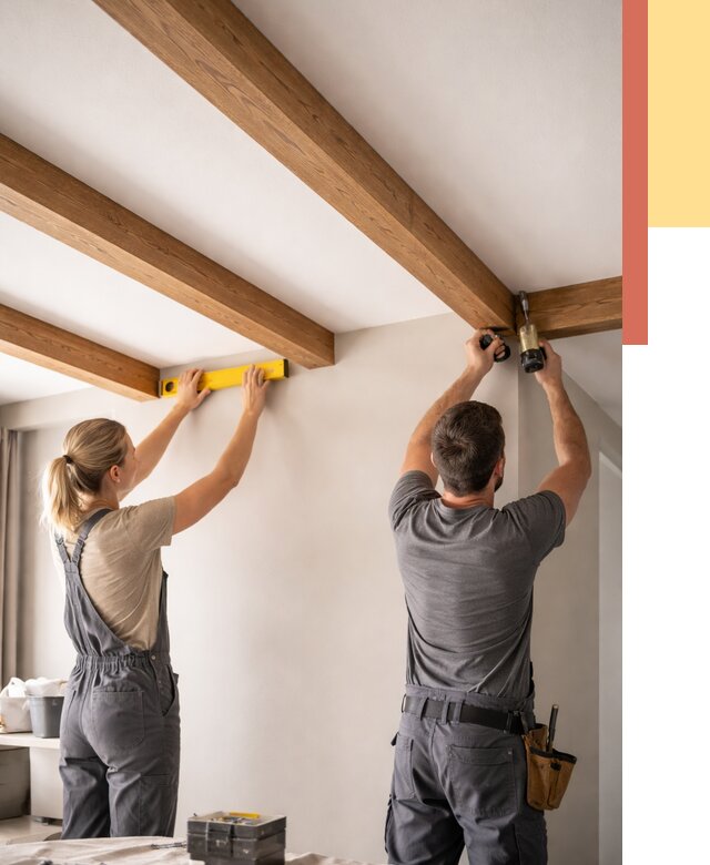 Монтаж декоративных балок на потолок в Луге от 4330 руб. — ОТДЕЛОЧНИК-Лга