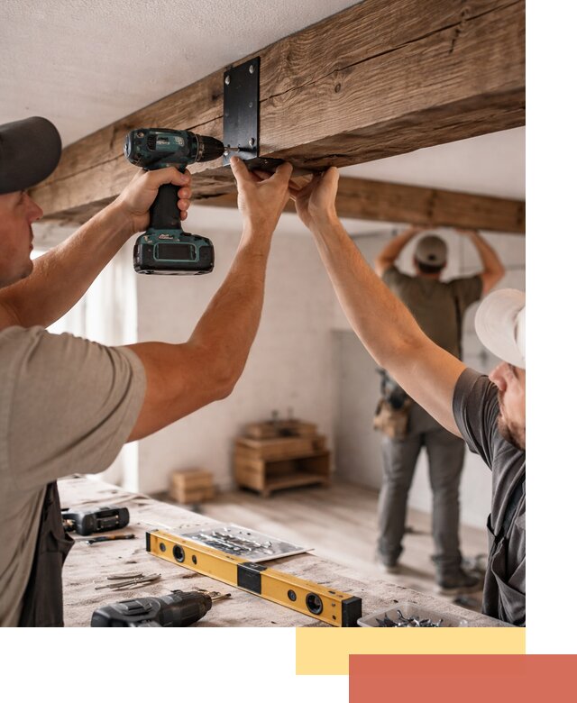 Монтаж декоративных потолочных балок в Луге